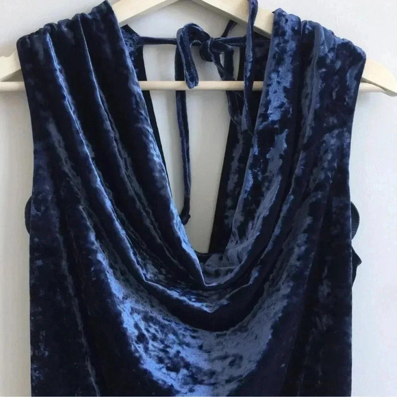 Guess Blue Crush Velvet Velour Cowl Neck Mini Cocktail Dress Women’s Size XS - Picture 7 of 7